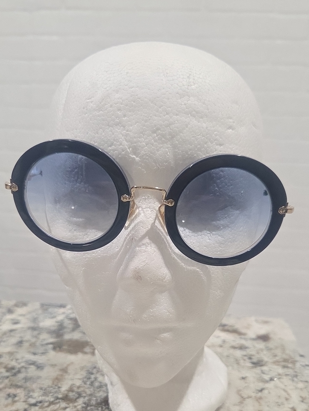 Miu Miu Round Blue Frame Sunglasses with Blue Gradient Lenses